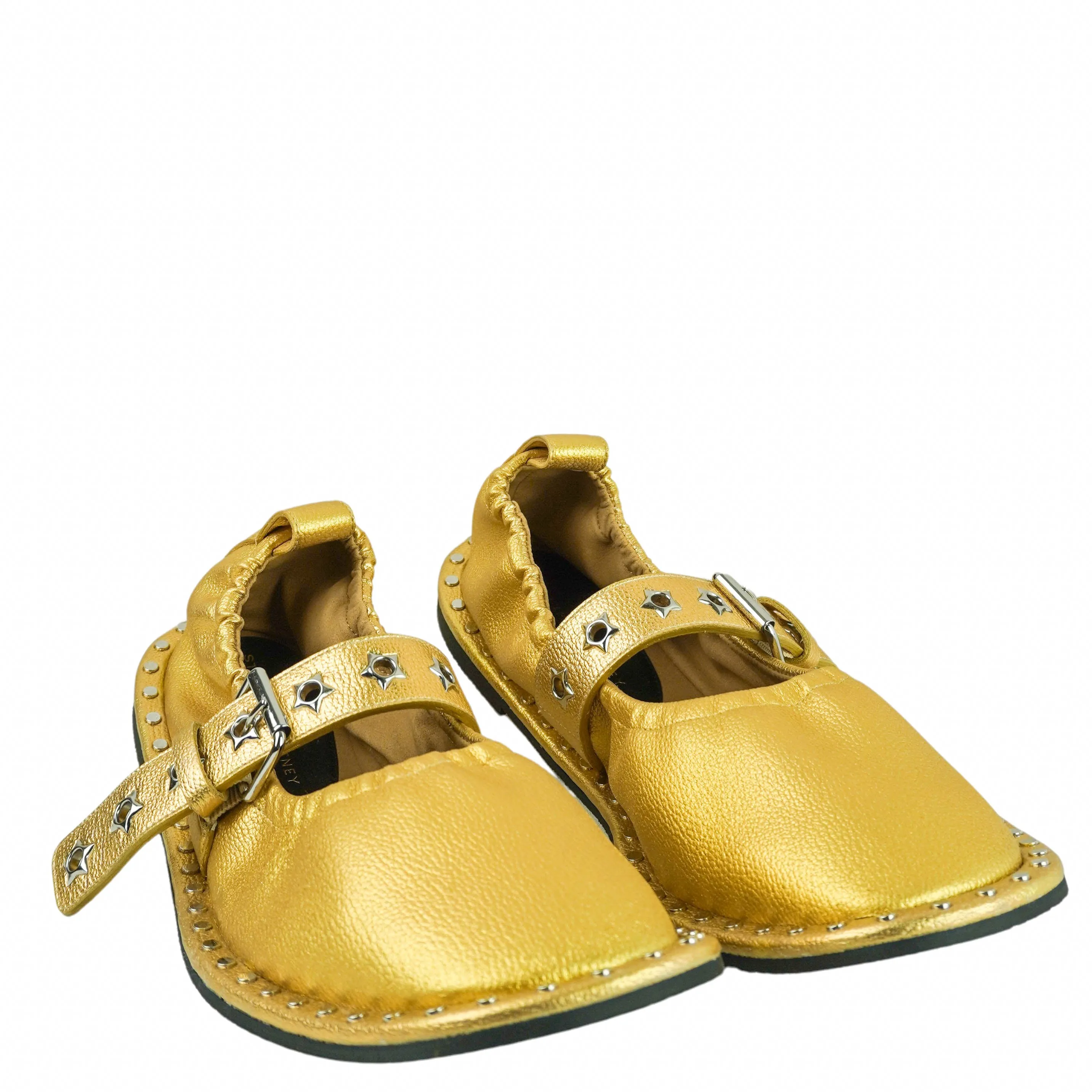 Flat Shoes With Support Stella McCartney Falabella Metallic Flats in Gold