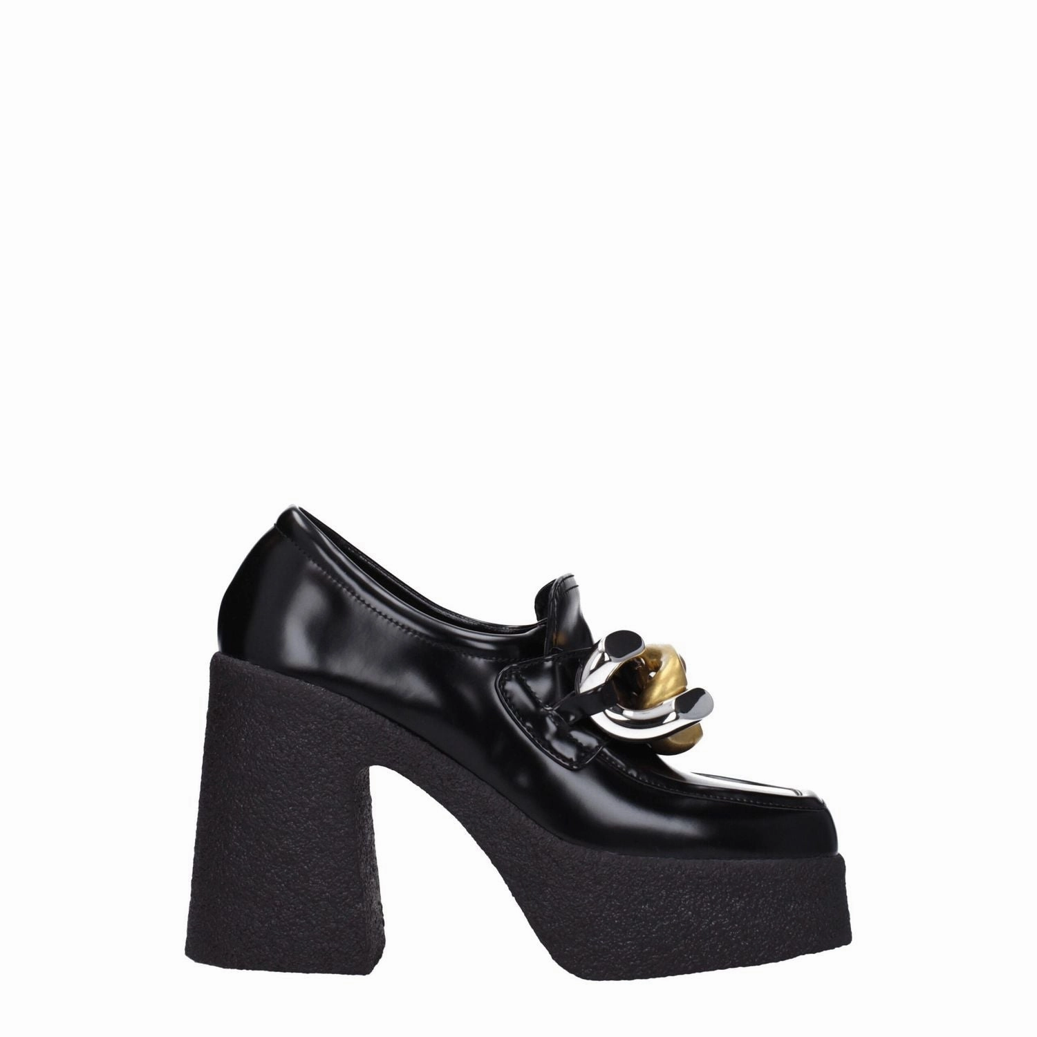 Stella McCartney Black Leather Platform Loafers Heeled Loafers Leather