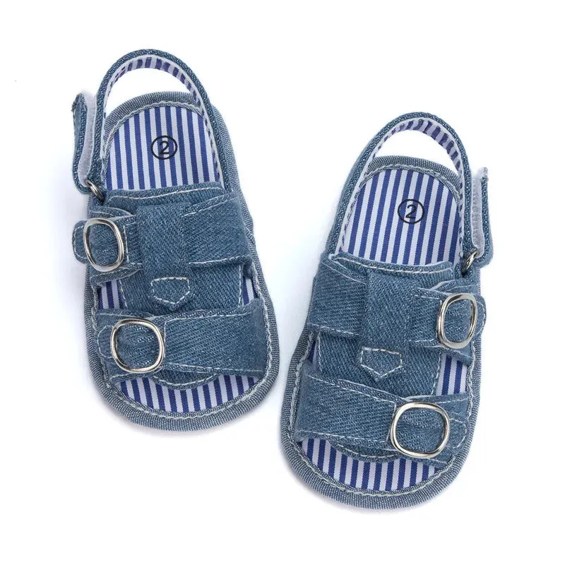 Metallic Wedge Sandals Denim Sandals