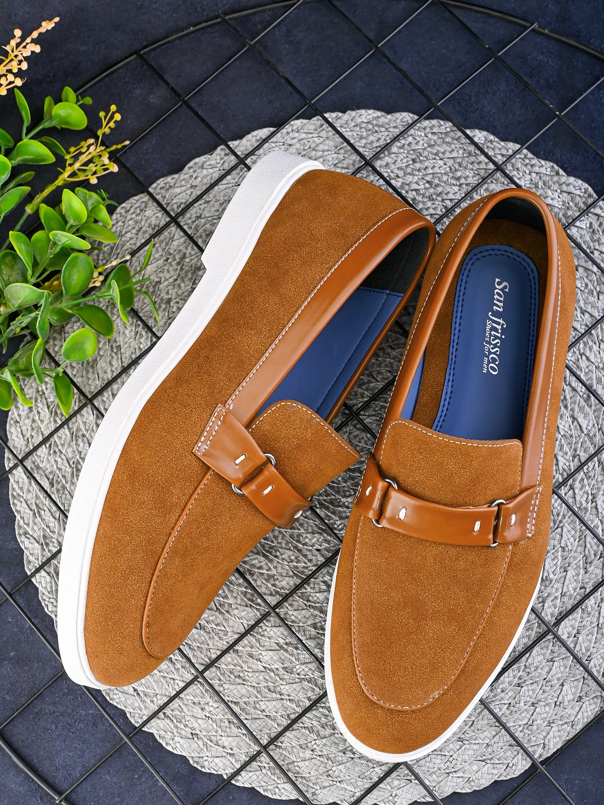 SAN FRISSCO Men Tan Casual Slip-On Shoes Most Comfortable Leather Casual Shoes