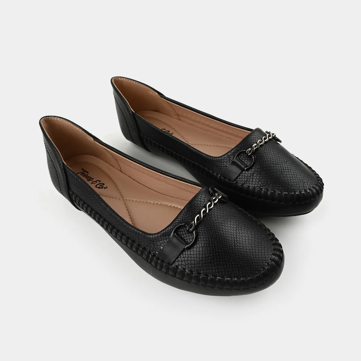 Black Bit Loafers Teens Girls Loafers OS-10-BLACK