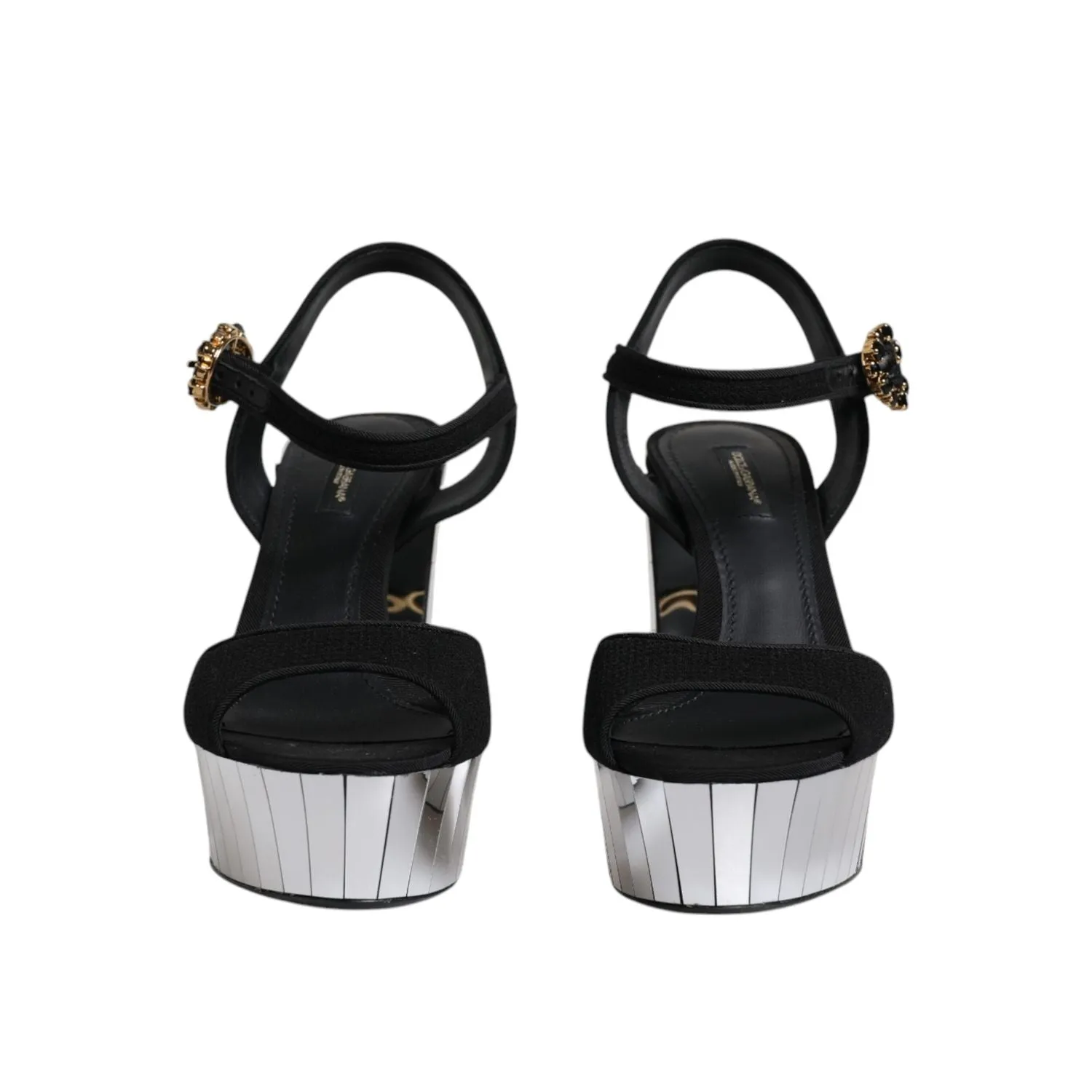 Sandals Velcro Dolce & Gabbana Black Mirror Heels Platform Sandals Shoes