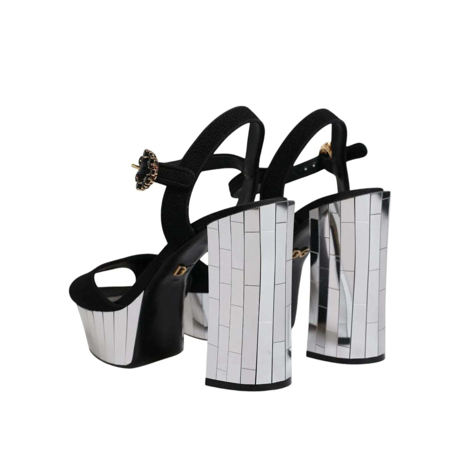 Dolce & Gabbana Black Mirror Heels Platform Sandals Shoes Bunions In Sandals