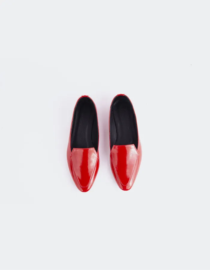 Winkle Red Patent Flat White Wedding Shoes