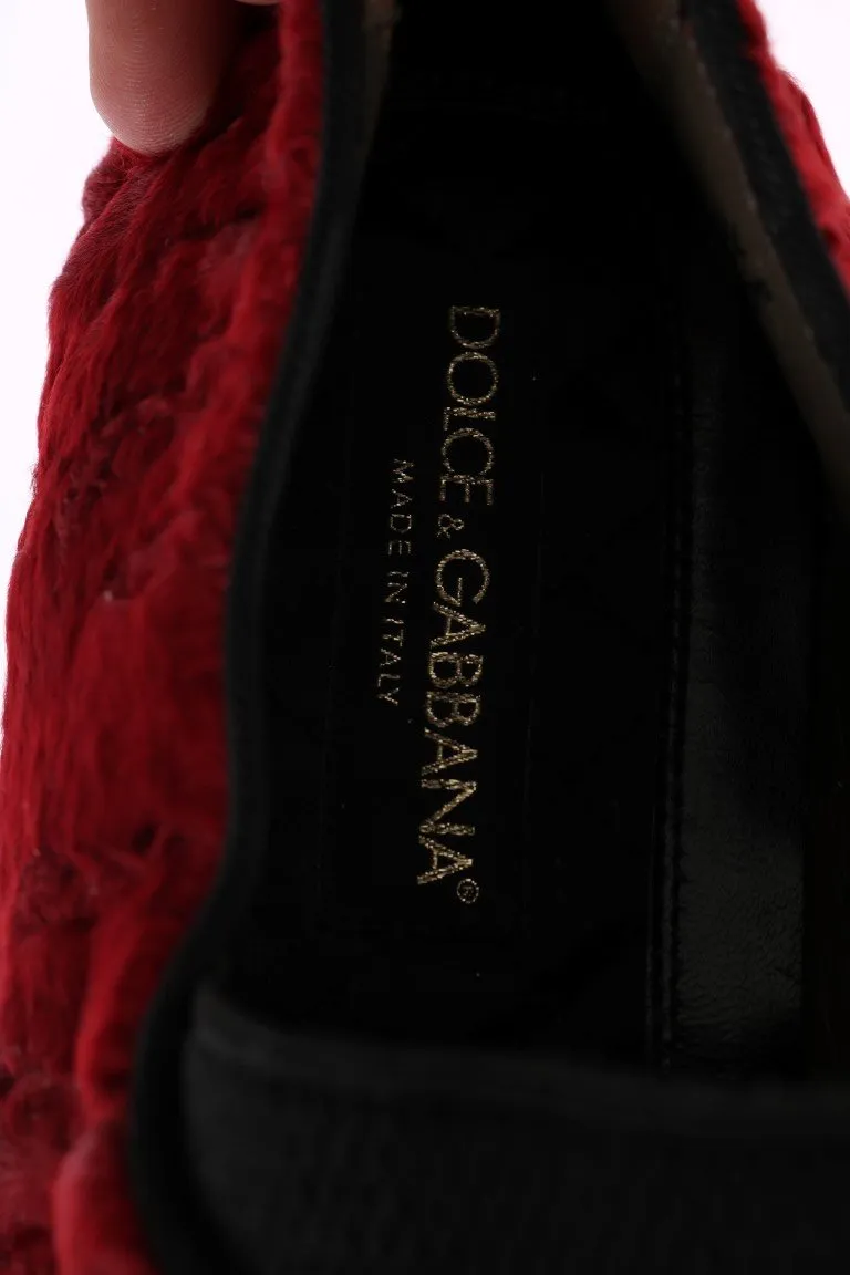 Red Leather Lamb Fur Loafers Loafers And Drivers