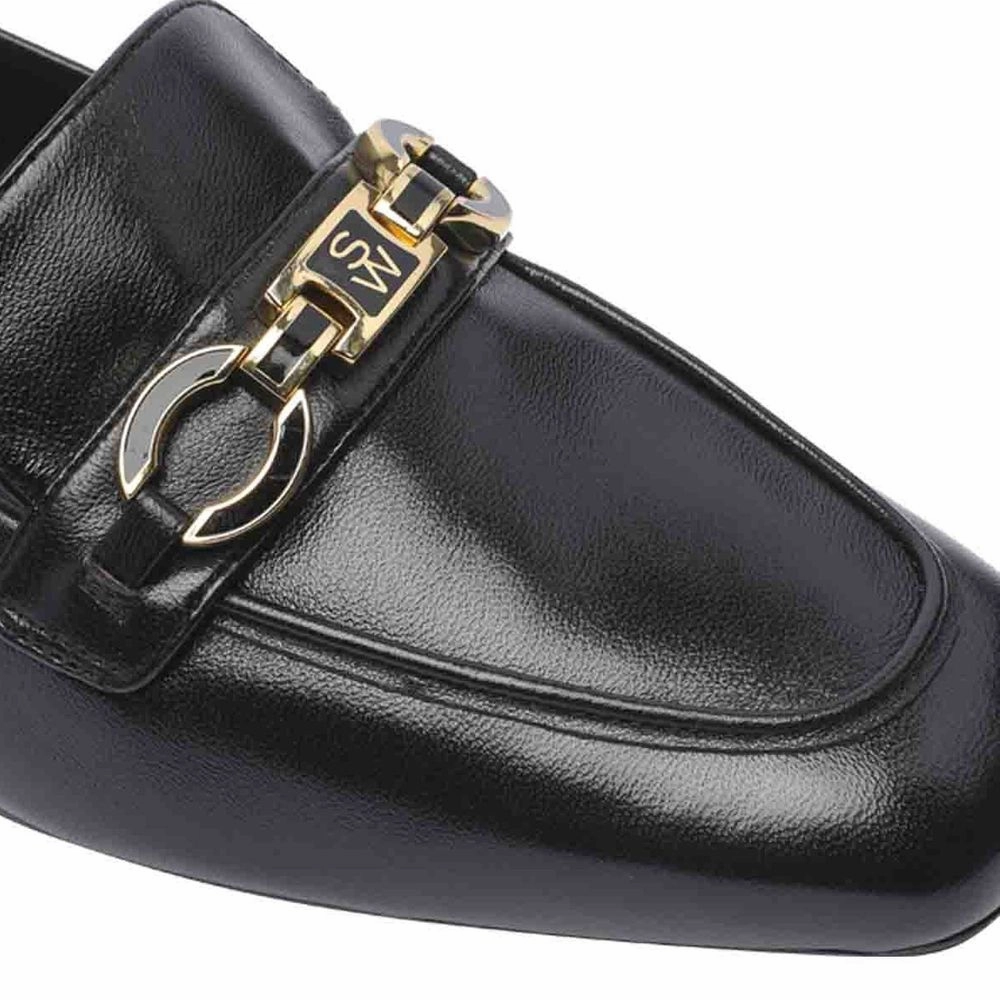 Stuart Weitzman Black Calfskin Slip-On Loafers Loafers Driving