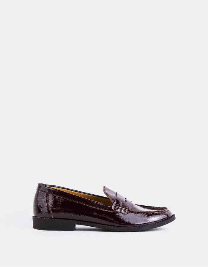 Lettine Burgundy Naplack Width Chunky Loafers