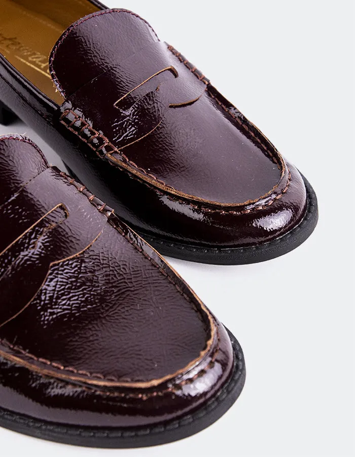 Lettine Burgundy Naplack Loafers And Socks