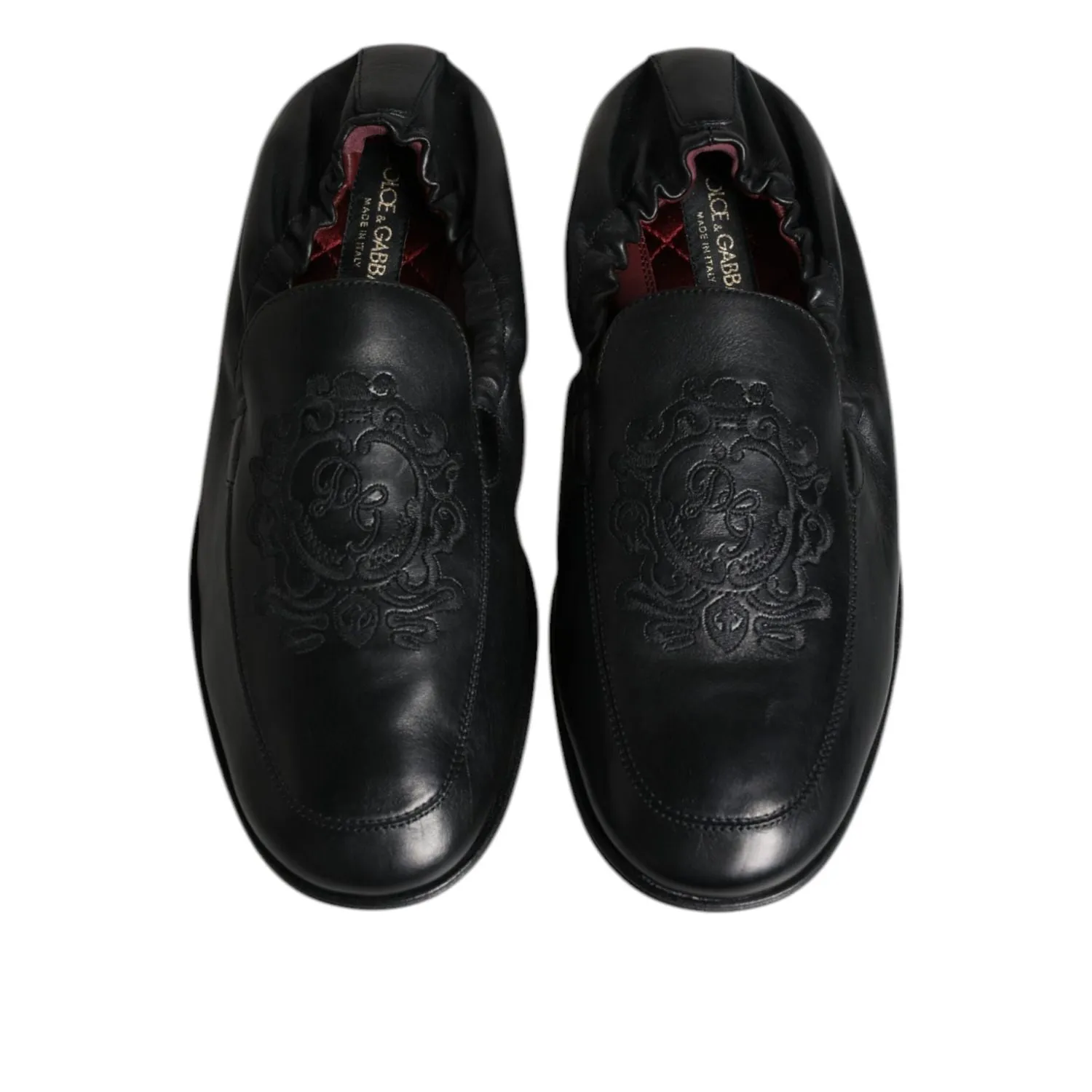 Dolce & Gabbana Black Logo Embroidered Leather Loafer Men Dress Shoes Steve Madden Dress Loafers