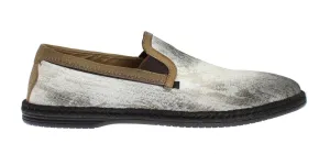 White Cotton Beige Leather Loafers Loafers With Arch Support