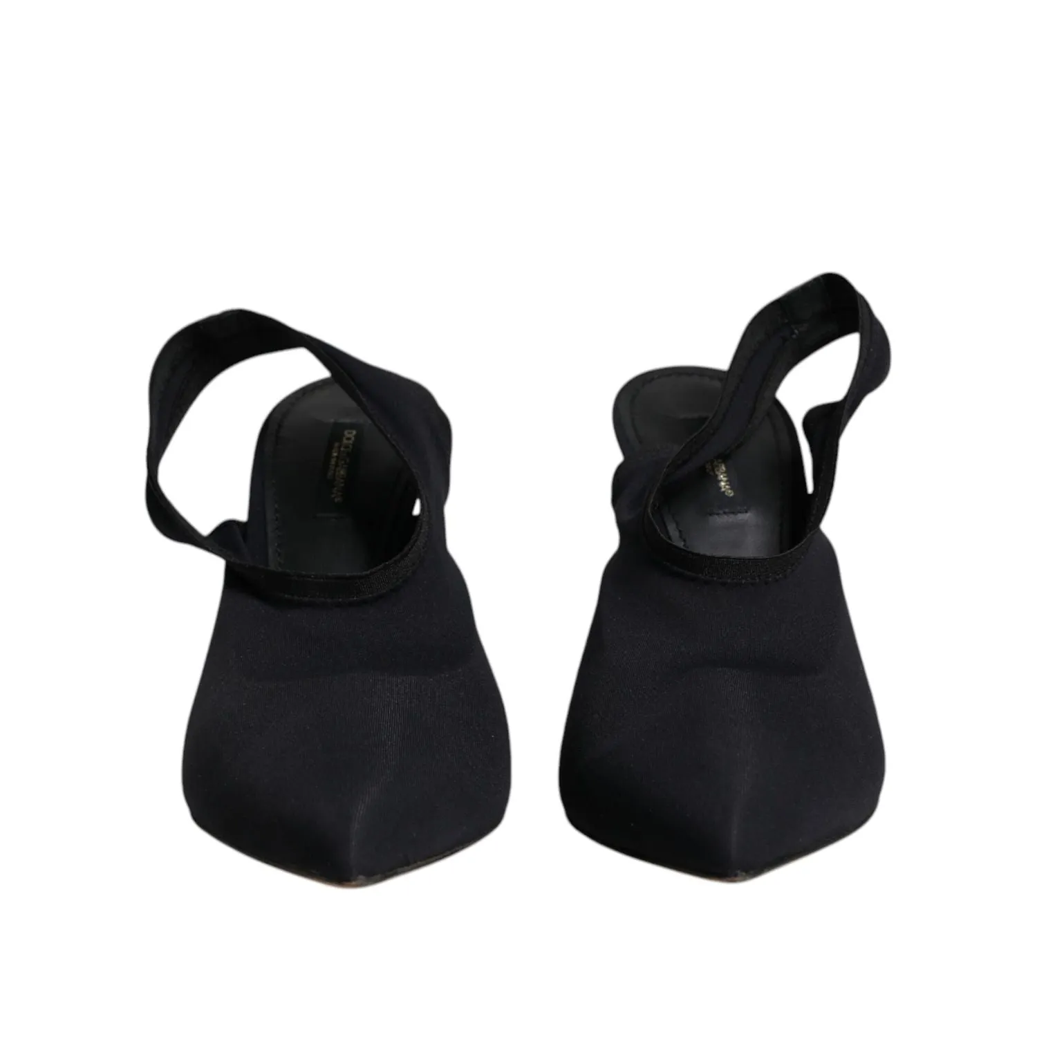 Cool Sandals Dolce & Gabbana Black Jersey Stretch Heels Slingback Shoes