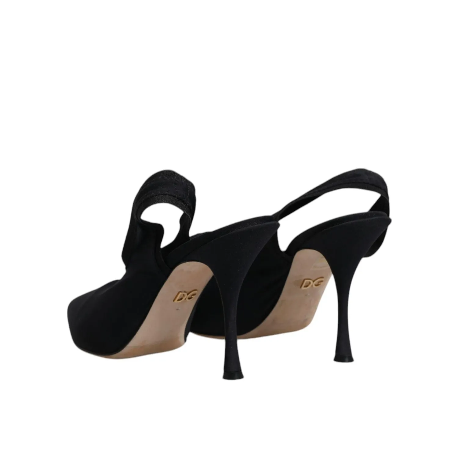 Dolce & Gabbana Black Jersey Stretch Heels Slingback Shoes Mephisto Sandals