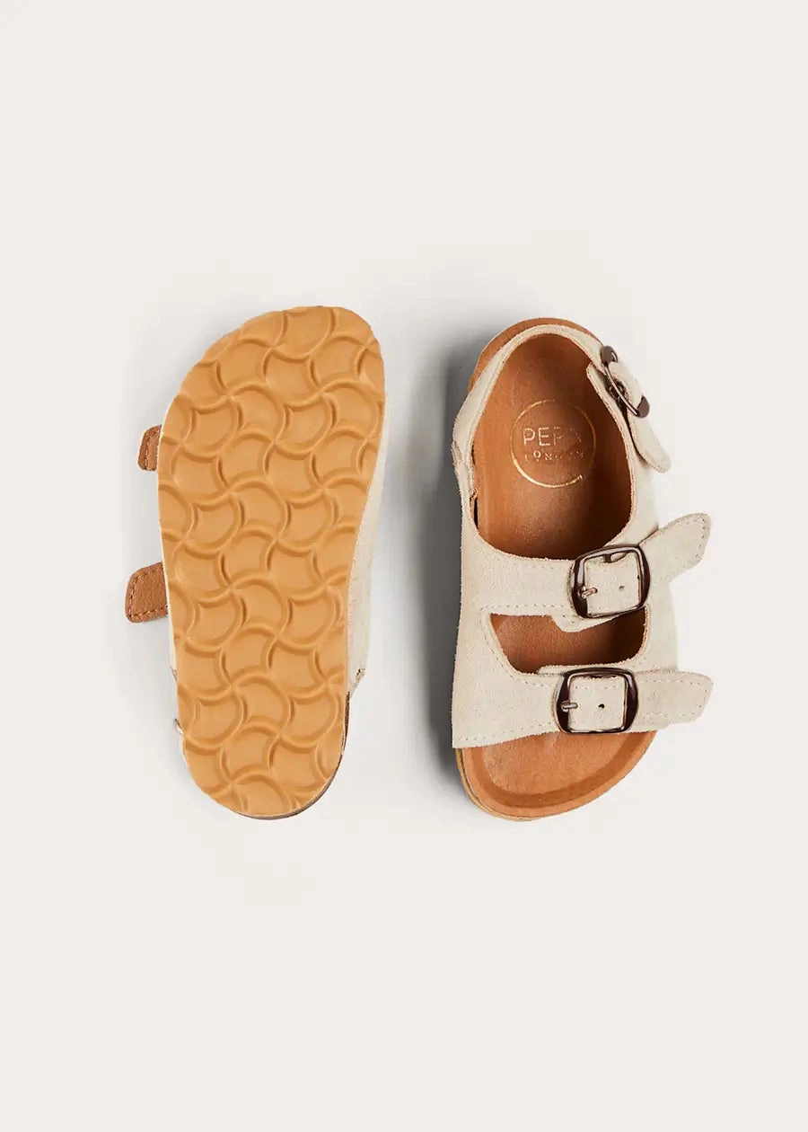 Sandals Beaches Turks And Caicos Suede Buckle Detail Strappy Sandals in Beige (21-27EU)