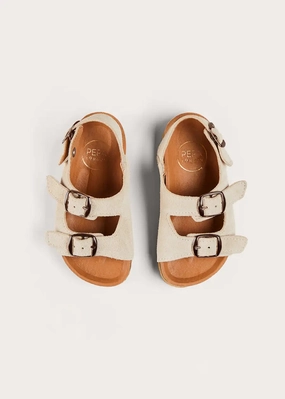 Exercise Sandals Suede Buckle Detail Strappy Sandals in Beige (21-27EU)