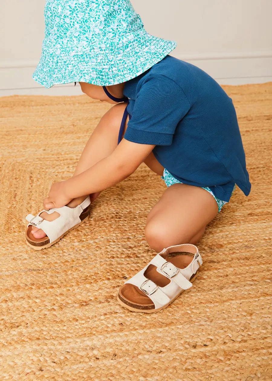 Uncle Sandals Suede Buckle Detail Strappy Sandals in Beige (21-27EU)