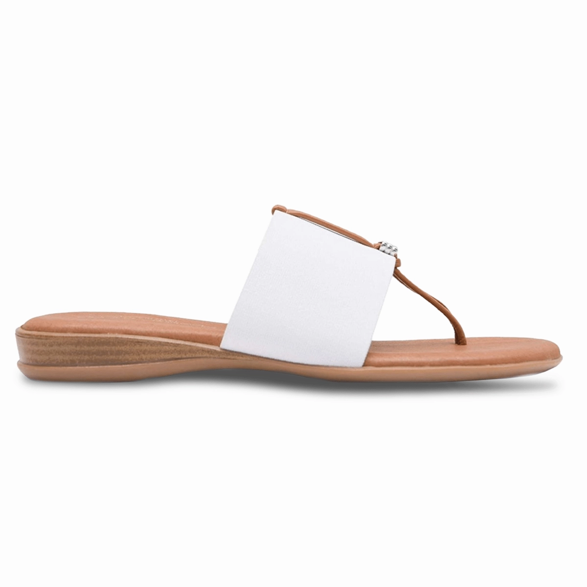 Andre Assous Nice Featherweights  Elastic Sandal (White) Flat Shoes Size 5