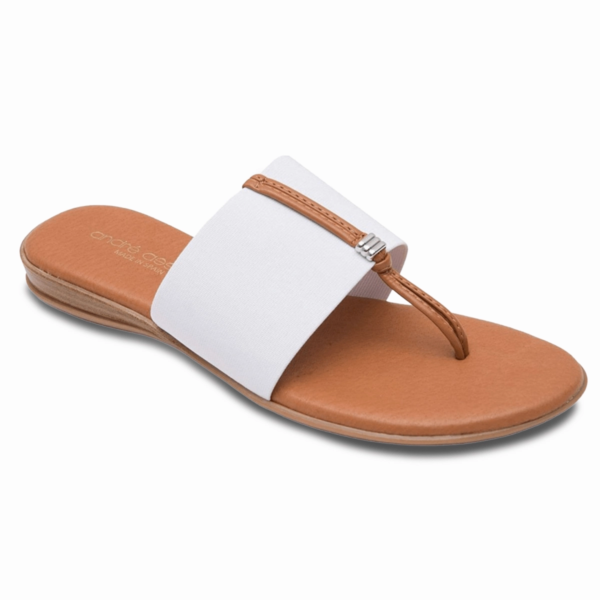 Flat Shoes With Wide Leg Pants Andre Assous Nice Featherweights  Elastic Sandal (White)