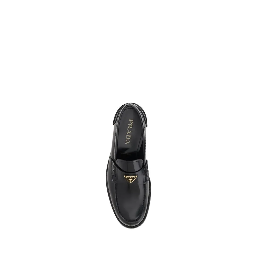 Prada Black Calf Leather Bos Taurus Slip-On Loafers Hoka Speed Loafers