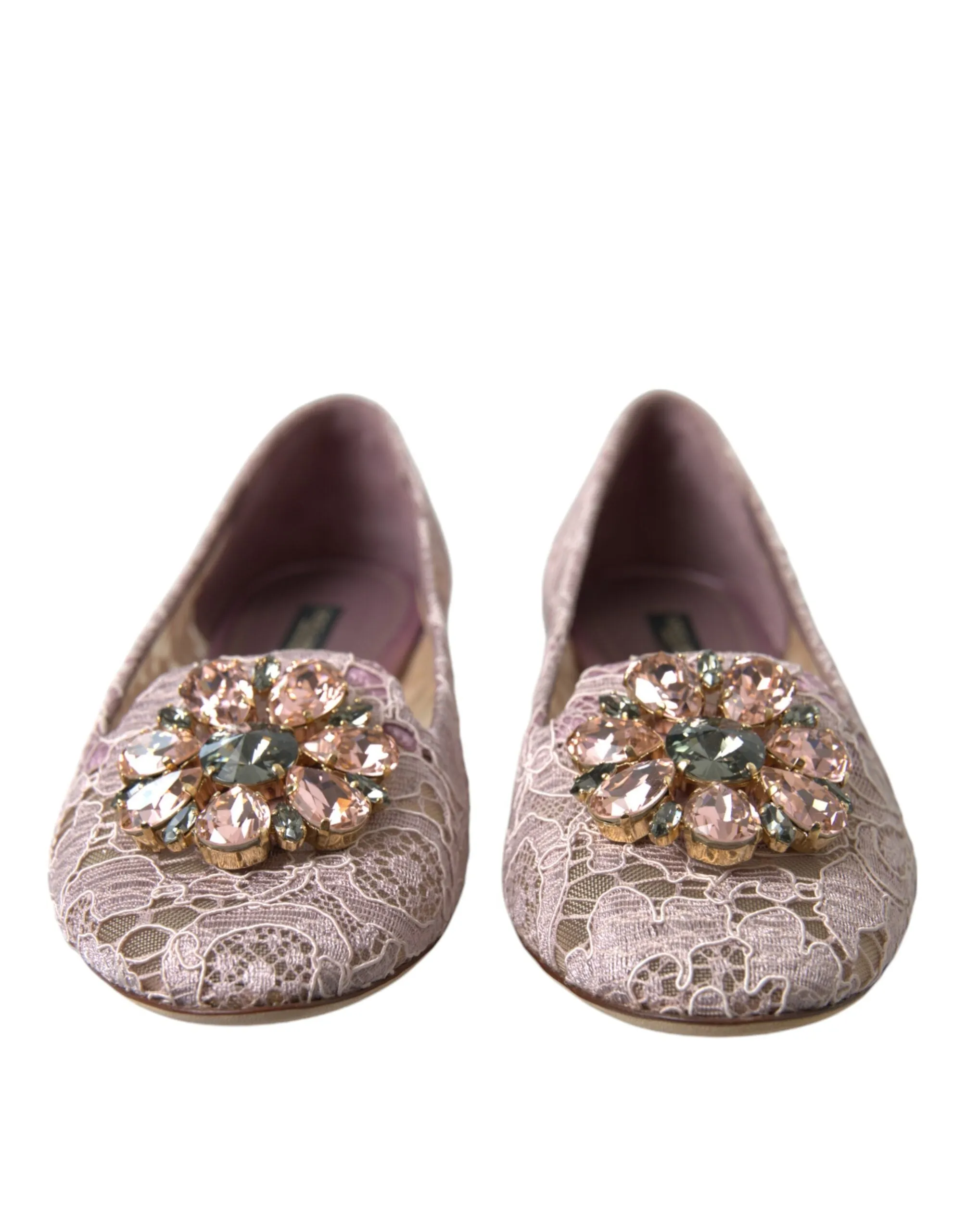 Pink Lace Crystal Ballet Flats Loafers Shoes Best Platform Loafers