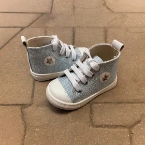 Light Blue Denim Sneaker Rose Flat Shoes