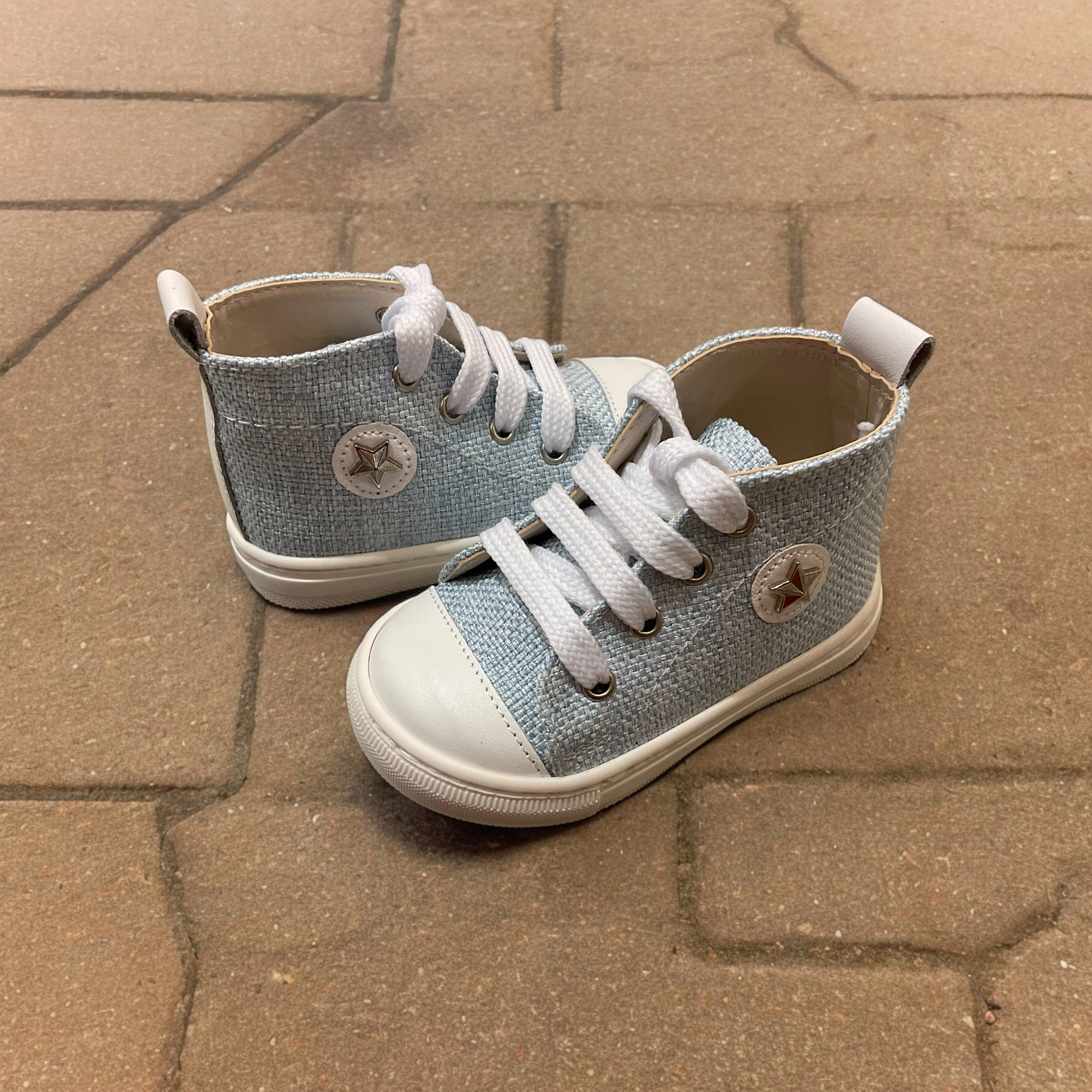 Flat Snakeskin Shoes Light Blue Denim Sneaker