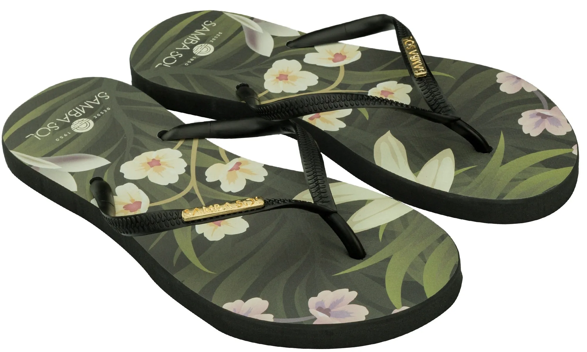 Platform Flip Flops Leather Samba Sol Womens Fashion Collection Flip Flops - Flowers