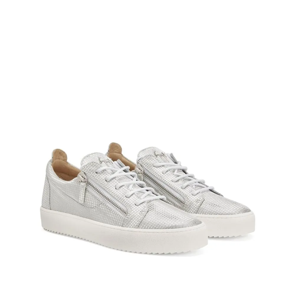 Giuseppe Zanotti Silver Fabric Low Top Sneakers Sneakers Website