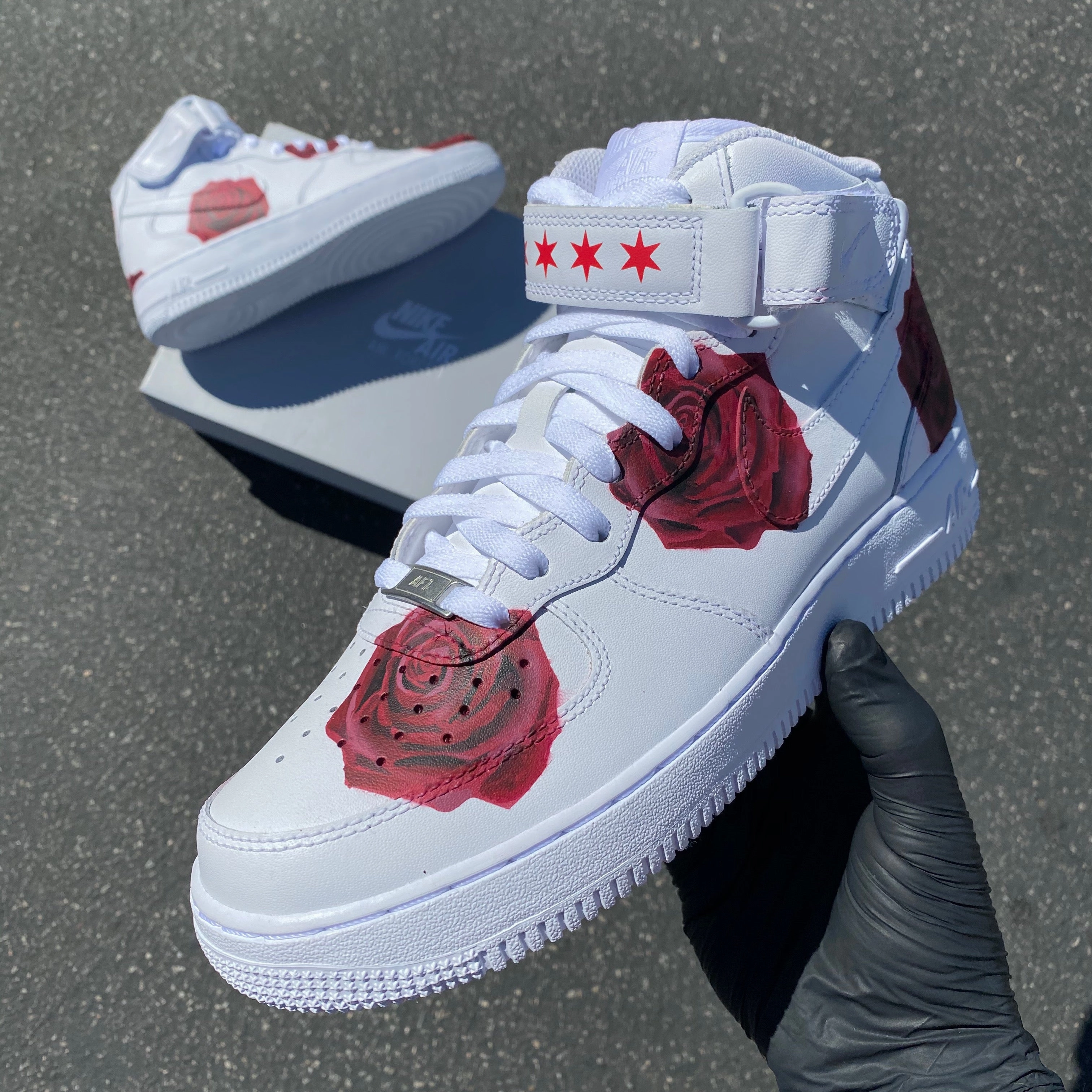 Best Deal On Asics Running Shoes Custom Hand Painted Red Rose Nike Air Force 1 Mid