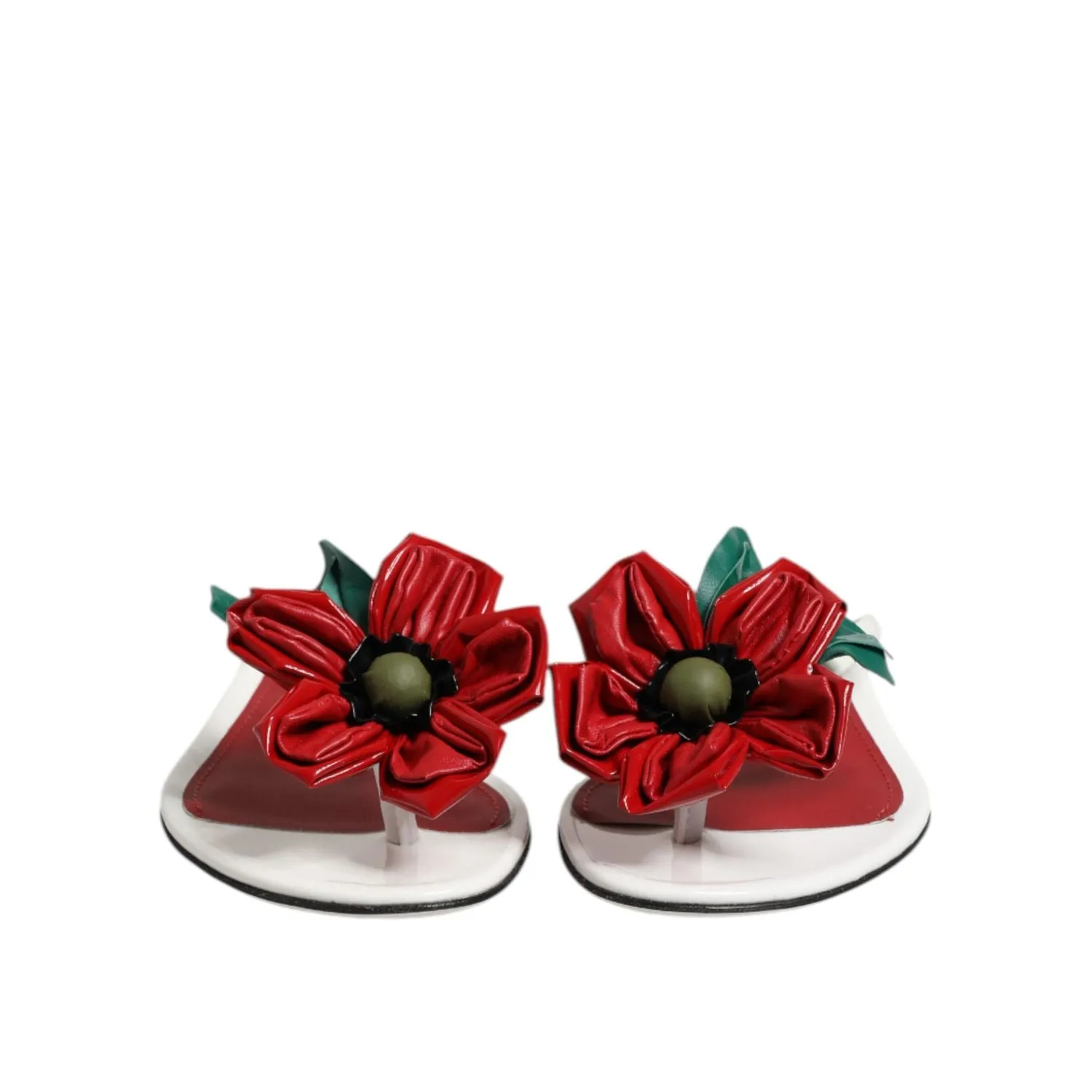 Keen Sandals Dolce & Gabbana Red White KEIRA Flower Leather Sandals Shoes