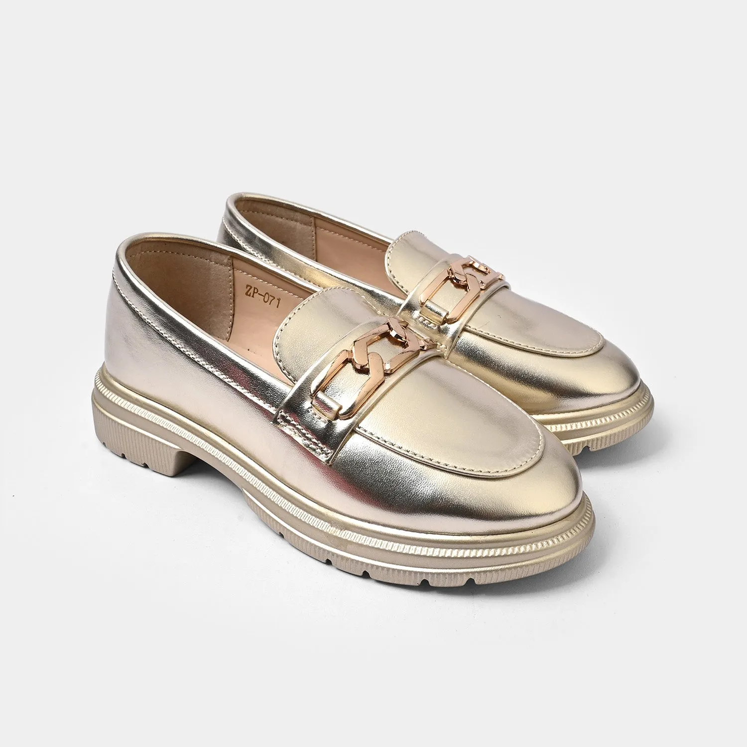 Girls Loafer ZP-071-GOLDEN Ladies Leather Loafers