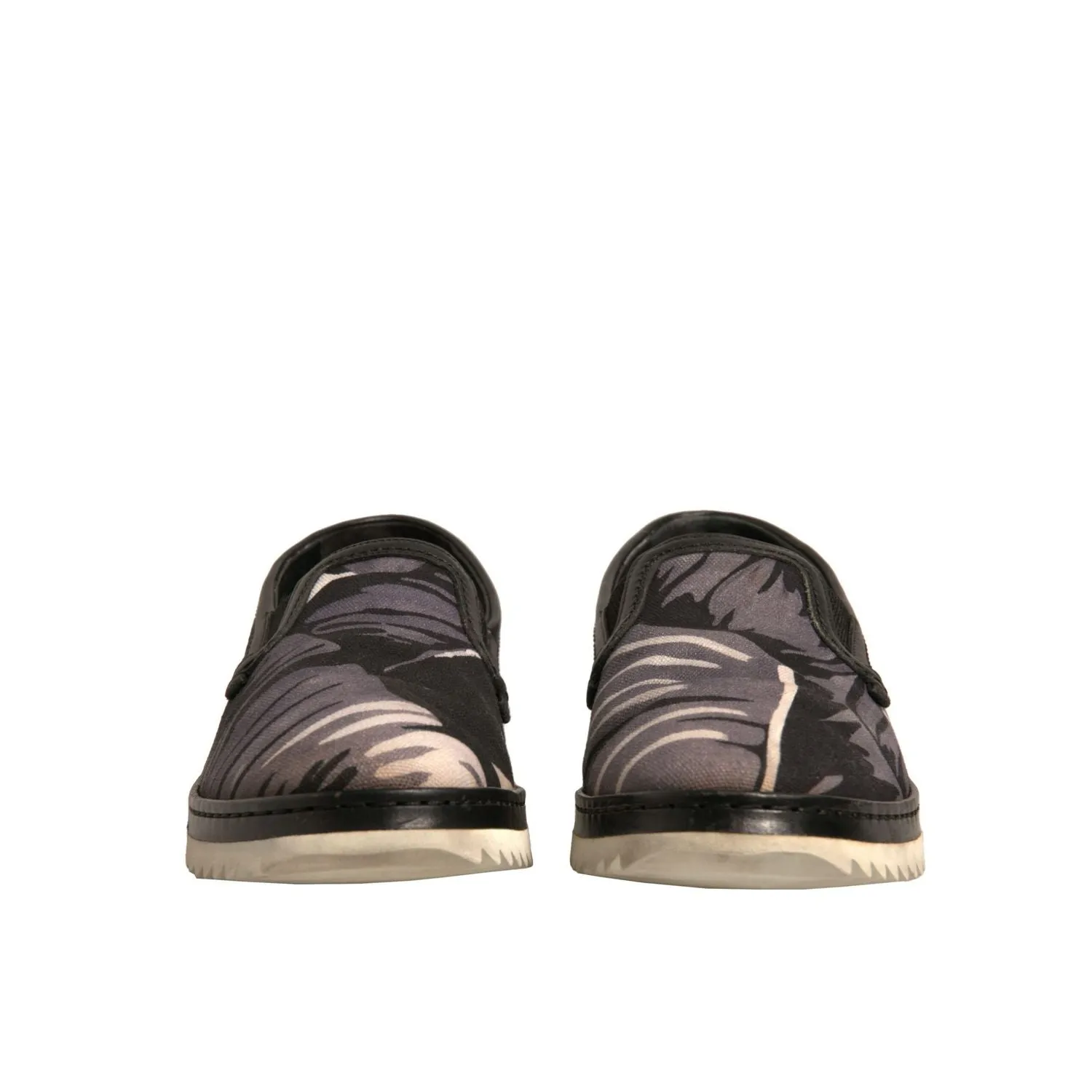 All Saints Loafers Dolce & Gabbana Black Canvas Tropical Print Slip On Shoes