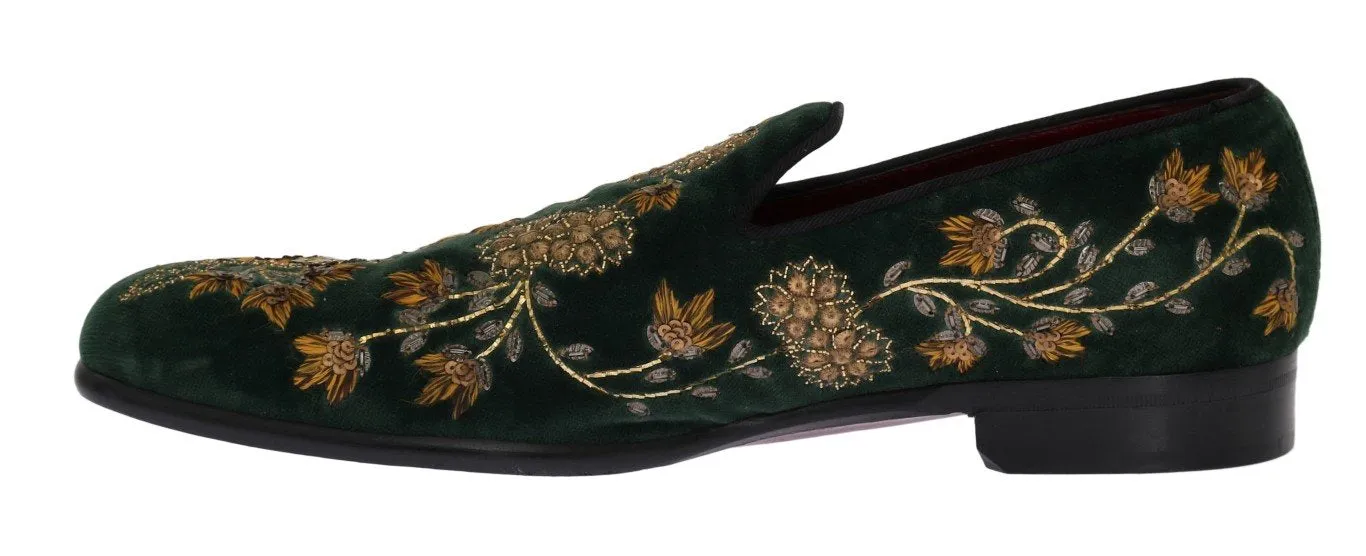 Outfits To Wear With Loafers Green Velvet Gold Floral Loafers