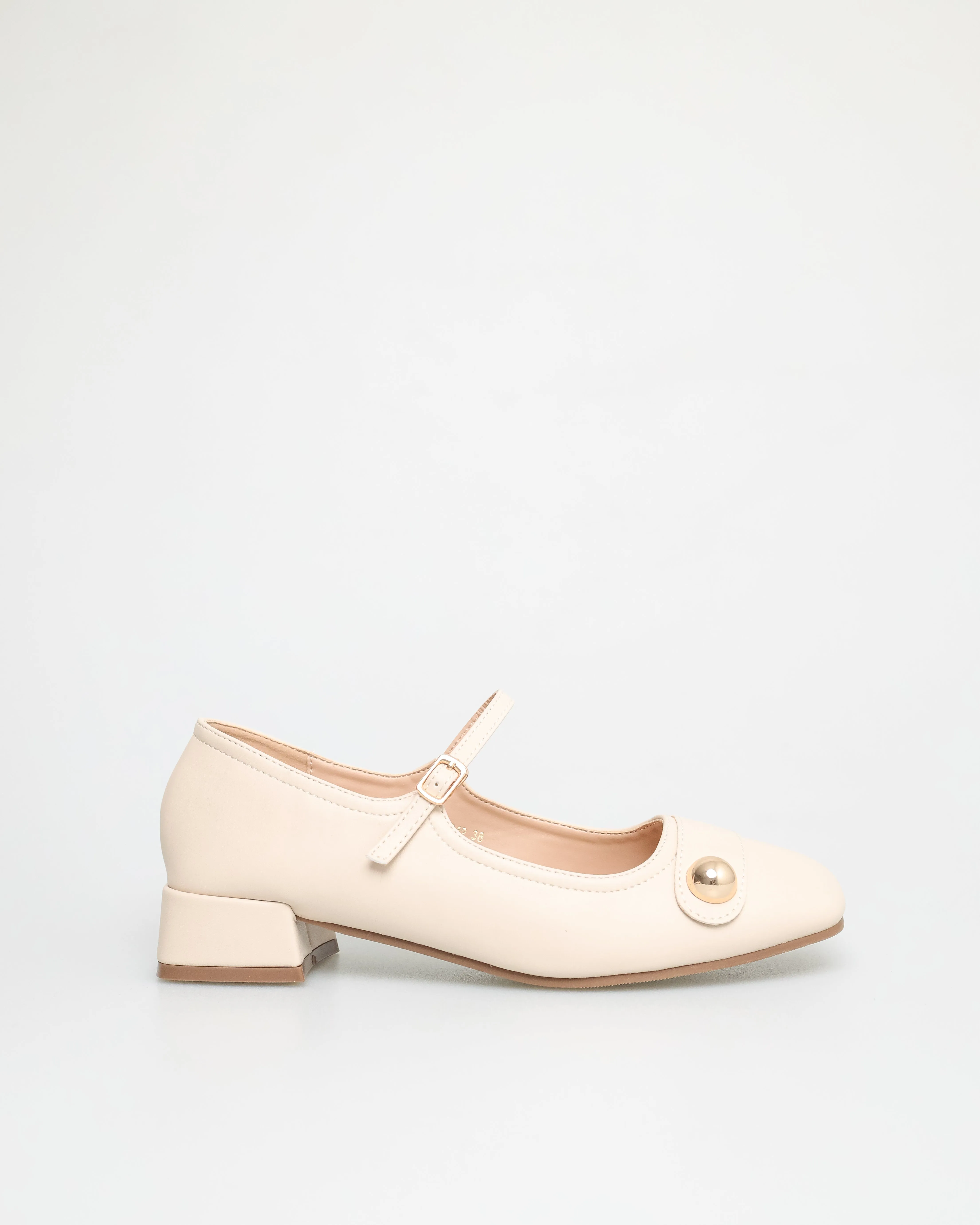 Tomaz NN212 Ladies Button Mary Janes Low Heels Casual Shoes With Zipper