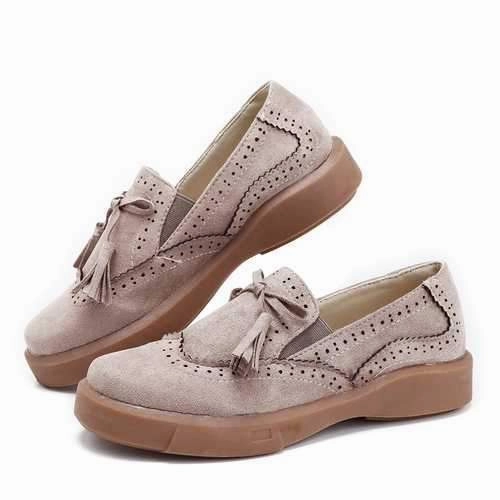Tassel Slip On Flat Women Casual Brogue Shoes Flat Cotton Shoes