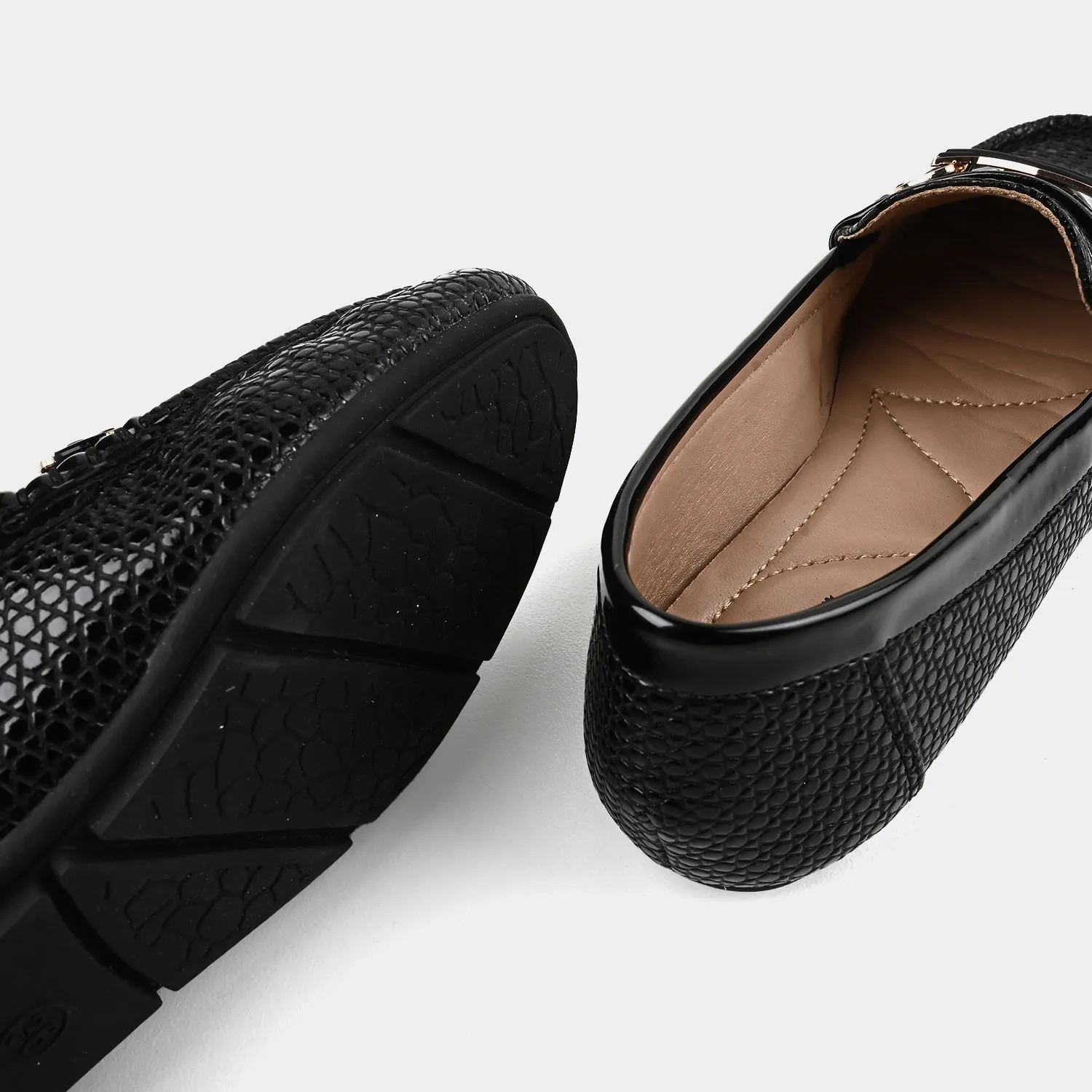 Teens Girls Loafers OS-08-BLACK Platform Loafers With Tassels