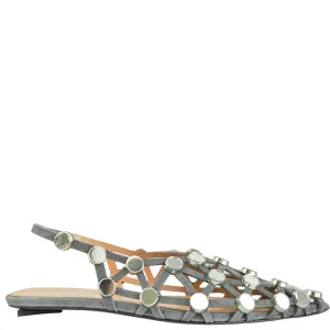 The Attico Grid Ballerina Flats in Dark Grey Unicorn Flats Shoes