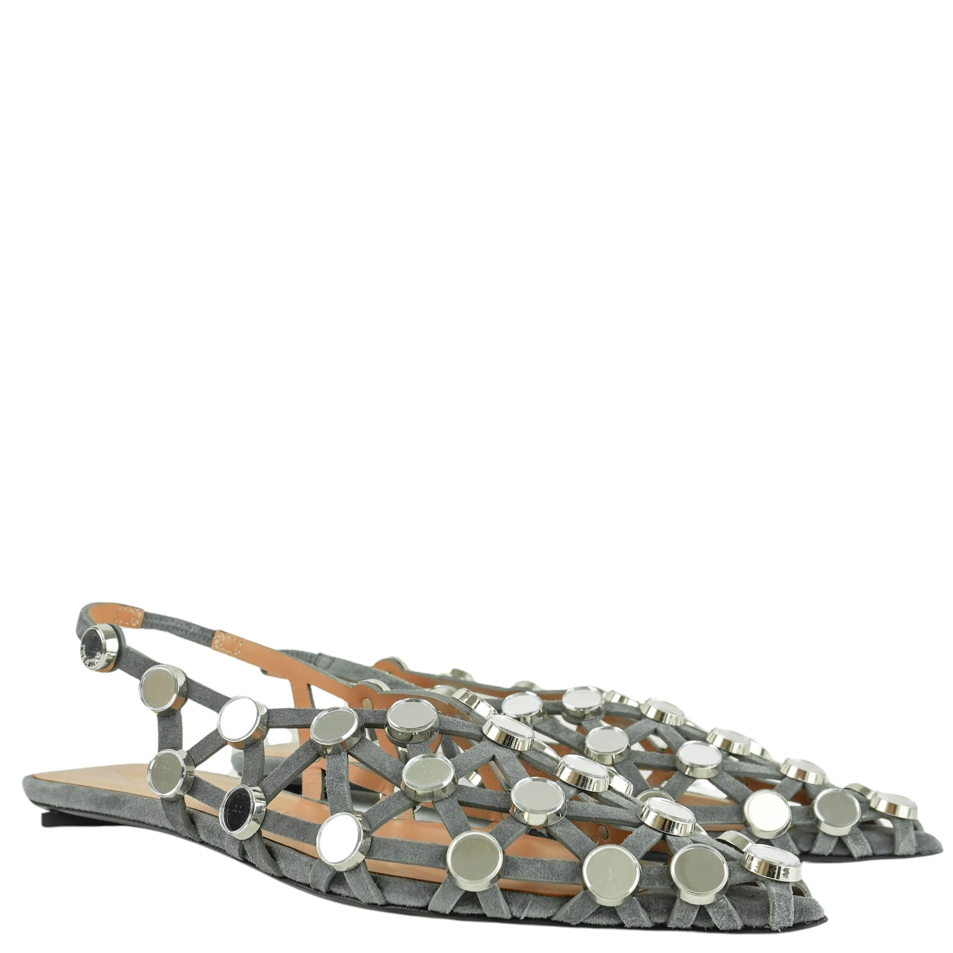 Sophia Webster Shoes Flats The Attico Grid Ballerina Flats in Dark Grey