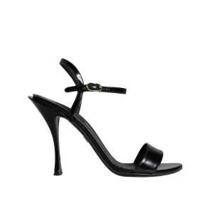Dolce & Gabbana Black KEIRA Leather Heels Sandals Shoes Wedge Clear Sandals