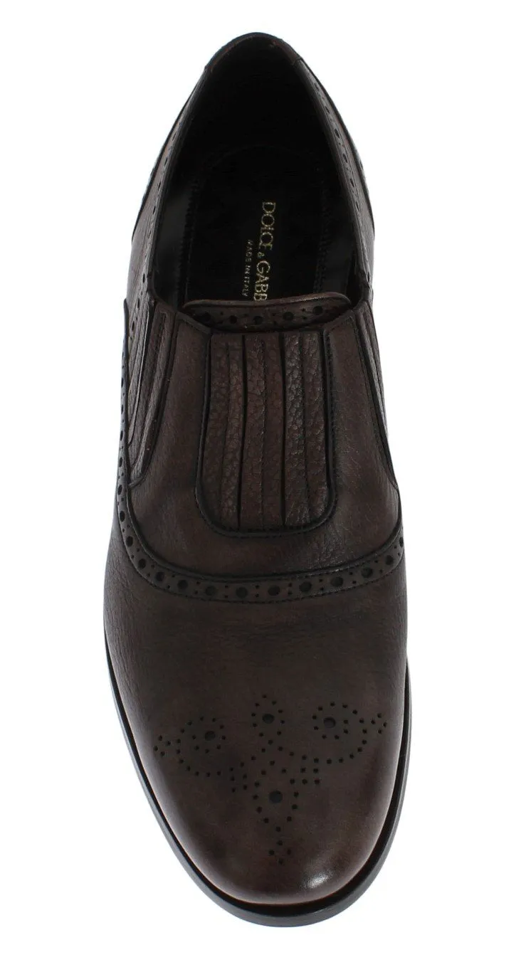Brown Leather Dress Loafers Double Chocolate Leather Loafers