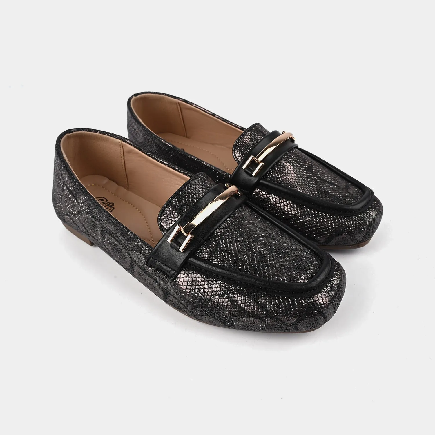 Girls Loafer OS-04-BLACK Loafers In Leather