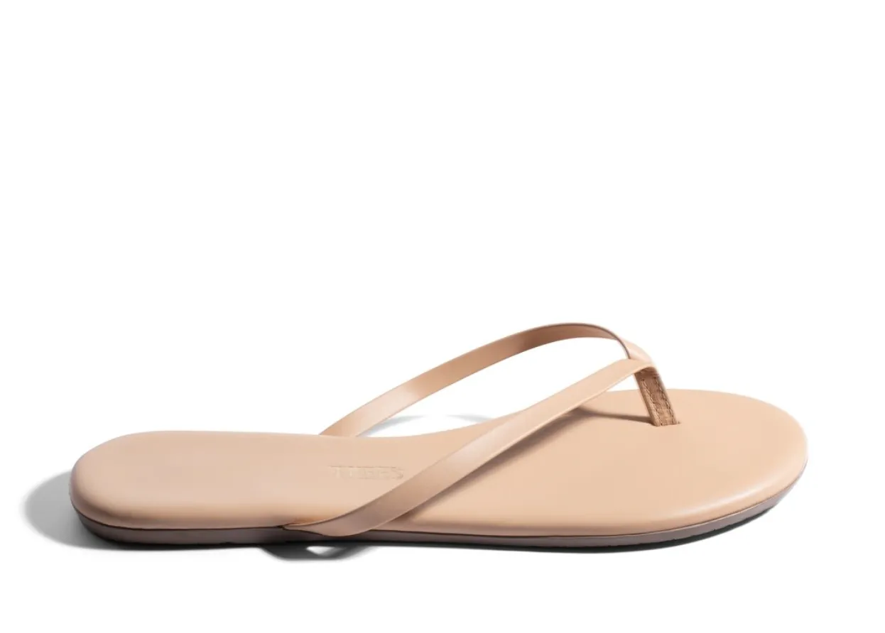 TKEES - Foundations Matte - Pout The Row Ginza Leather And Suede Platform Flip Flops