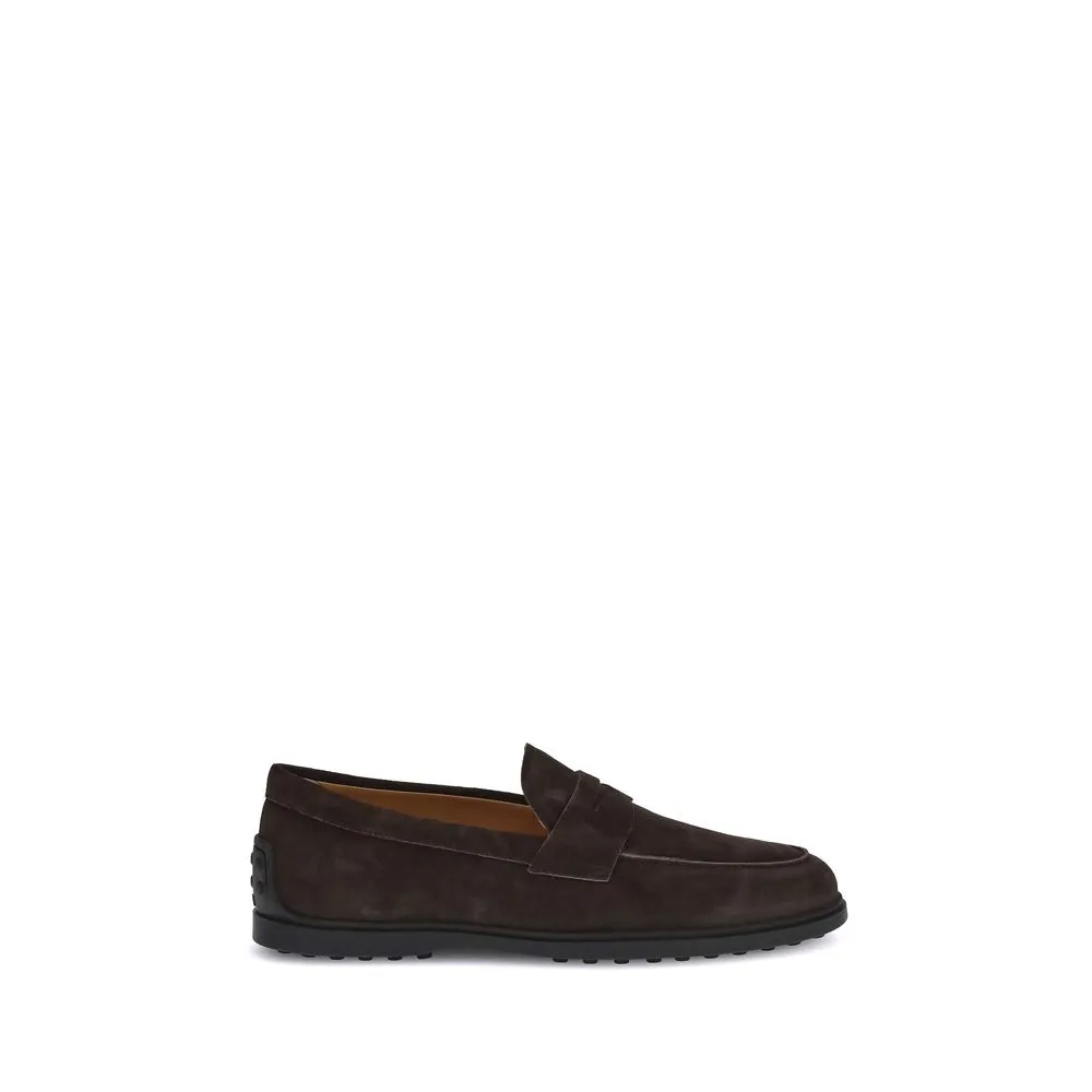 Tod's Brown Calf Leather Bos Taurus Slip-On Loafers Ferragamo Loafers