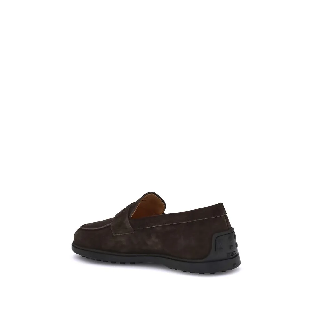 Loafers With Heels Tod's Brown Calf Leather Bos Taurus Slip-On Loafers