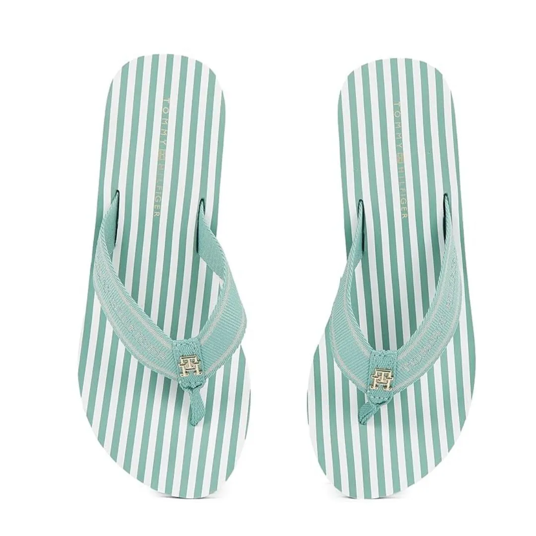 Tommy Hilfiger Flip-Flops TH Stripes Wedge Beach Sandal FW0FW08521-GRN Flip Flops Alabama