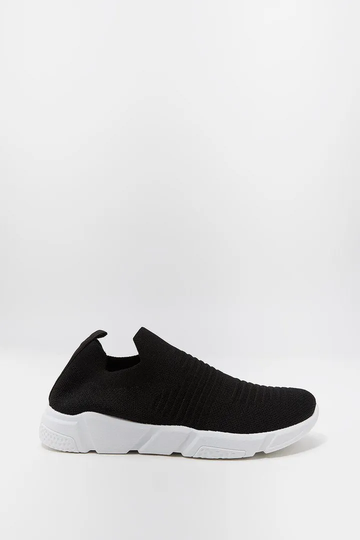 Suede Platform Sneakers Top Knit Sock Sneaker