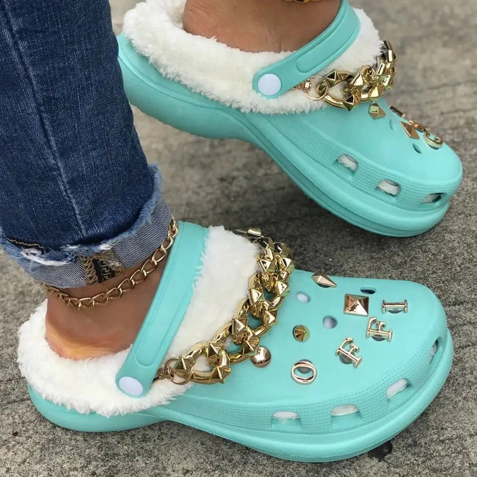 RichyLOGS TEAL "Cozy" Clog Slippers   Charms Arch-support Slippers
