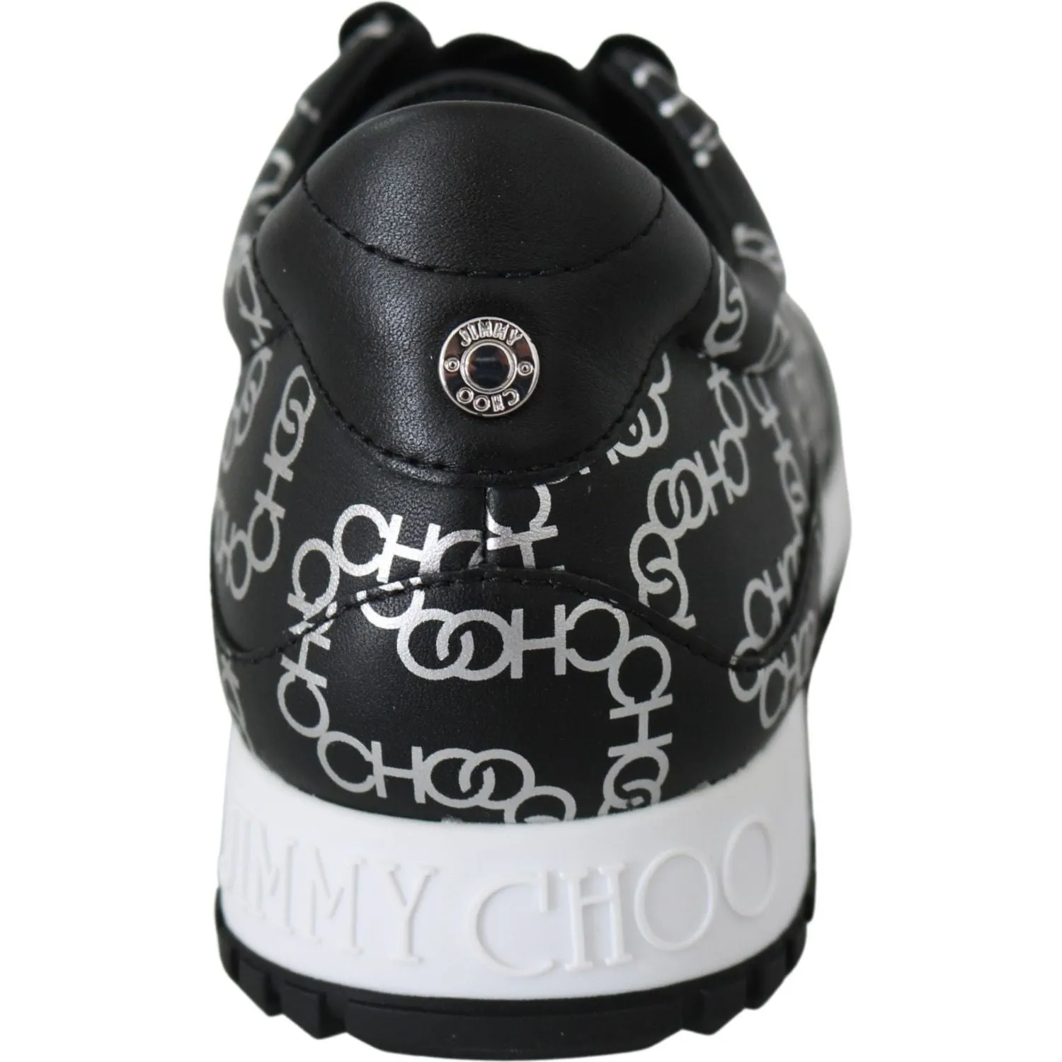 Jimmy Choo Elegant Black & Silver Leather Sneakers Seahawks Sneakers