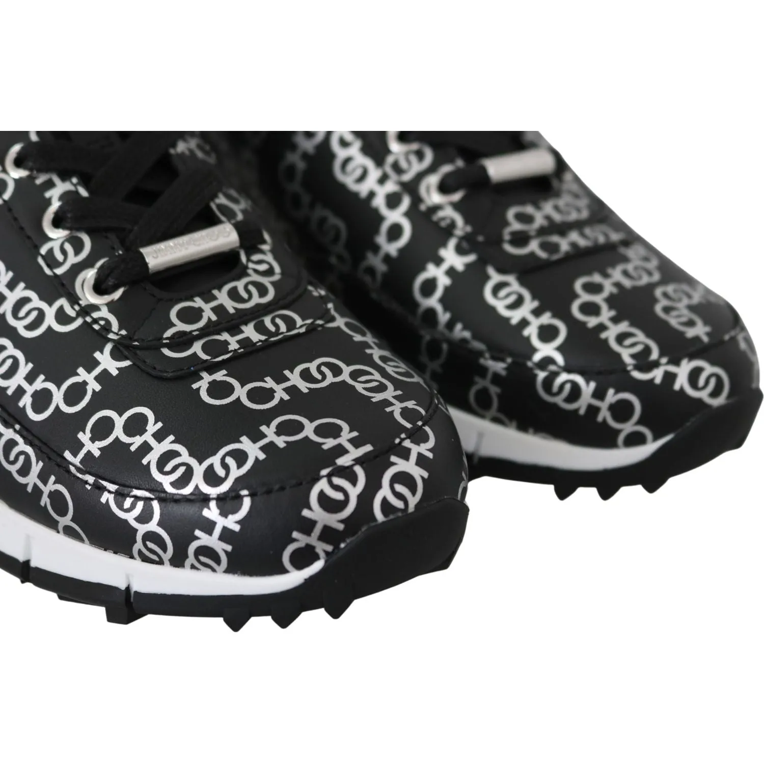 Sneakers Market Jimmy Choo Elegant Black & Silver Leather Sneakers