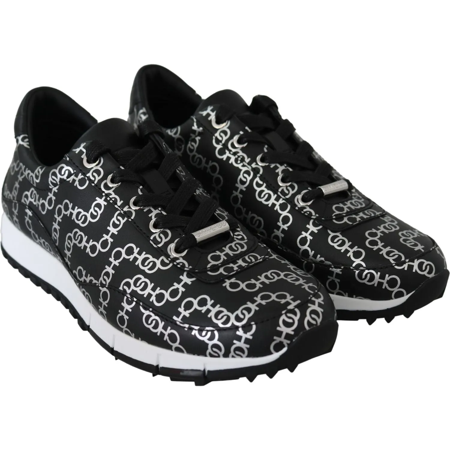 Capezio Dance Sneakers Jimmy Choo Elegant Black & Silver Leather Sneakers