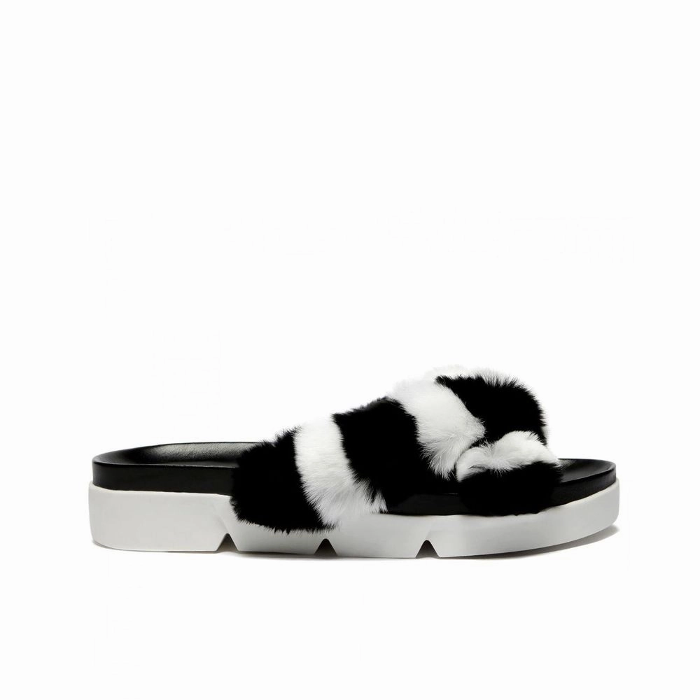 Stuart Weitzman Black Fur Slippers Childrens Slippers Like Bear Claws Slippers